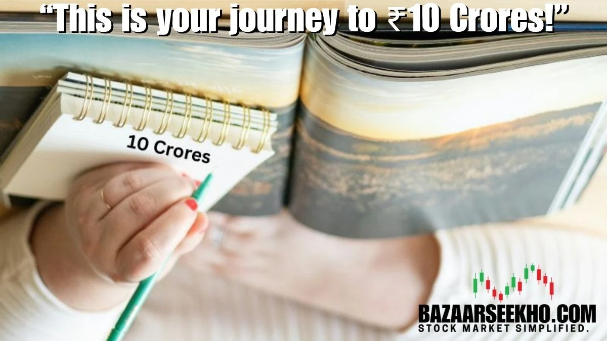 A person writing ₹10 Crores as their financial goal in stock market.